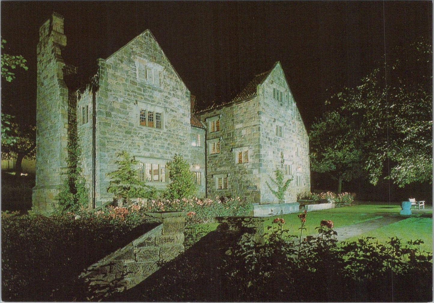 Co Durham Postcard: Washington Old Hall South Front Floodlit Night View XT4557