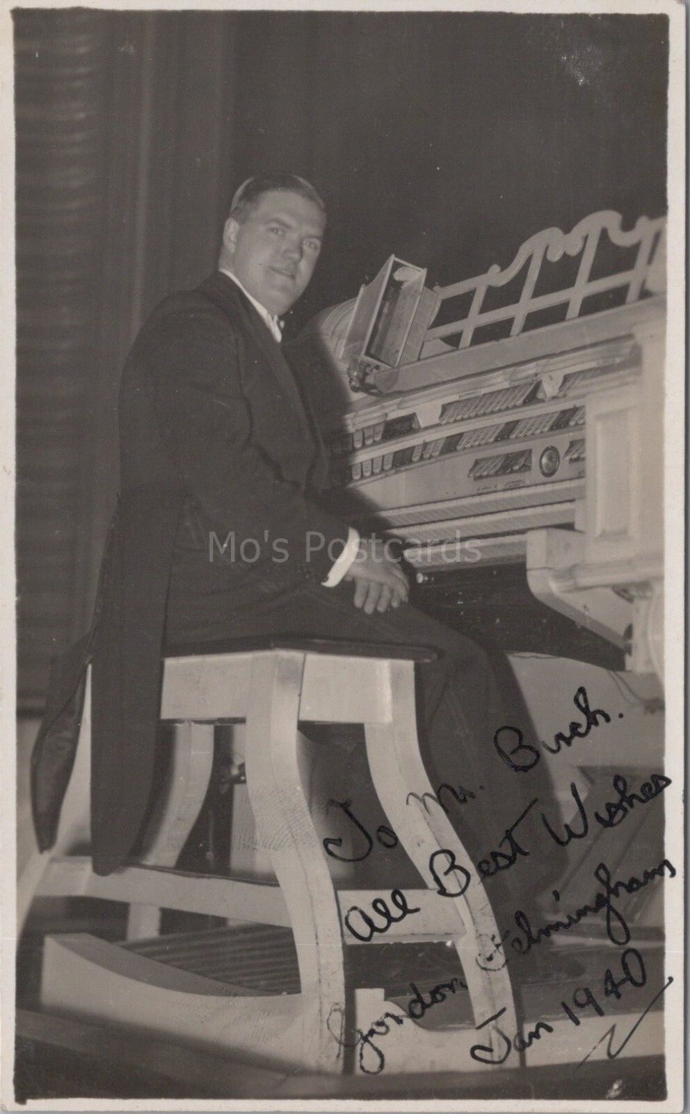 Music Postcard: Gaumont Cinema Rose Hill, Organist Gordon Felmingham RPPC XT3531