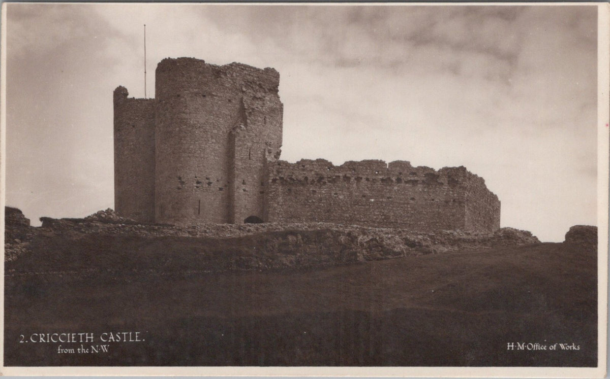 Caernarvonshire Postcard: Criccieth Castle From The NW Welsh Ruins 1930s XT4995