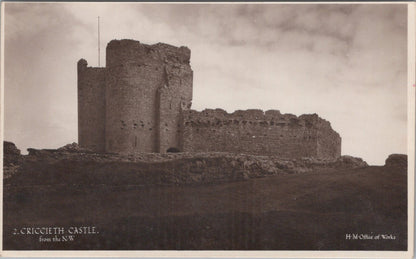 Caernarvonshire Postcard: Criccieth Castle From The NW Welsh Ruins 1930s XT4995