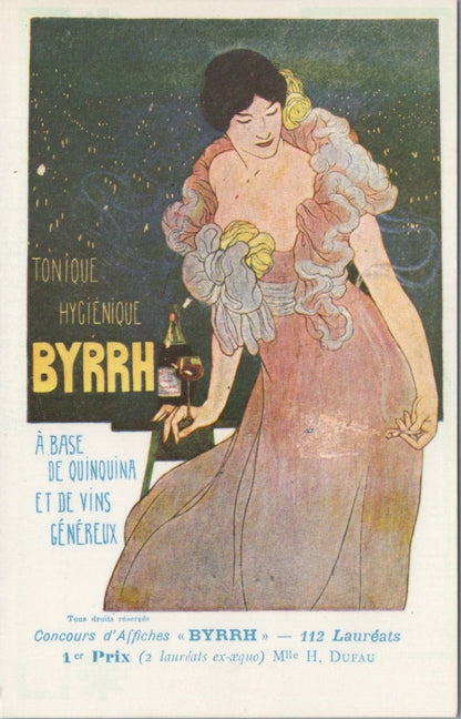 Art Postcard:Byrrh Tonique Hygienique Art Nouveau Dress Poster Dufau 1977 XT5637