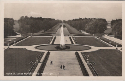 Germany Postcard: Munchen Schloss Nymphenburg Parkanlagen Fountain RPPC 20379A