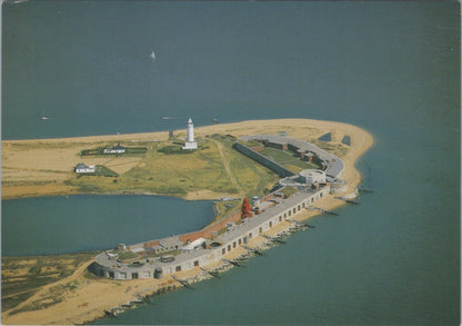 Hampshire Postcard:Hurst Castle Aerial View Solent Spit Lighthouse 1990’s XT4449