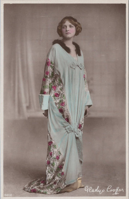 Theatre Postcard: Gladys Cooper Stage Actress Fashion Gown RPPC 1910s XT3611
