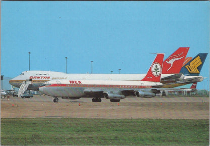 London Postcard: Heathrow Airport MEA Boeing 707 Qantas 747 Airliners XT3868