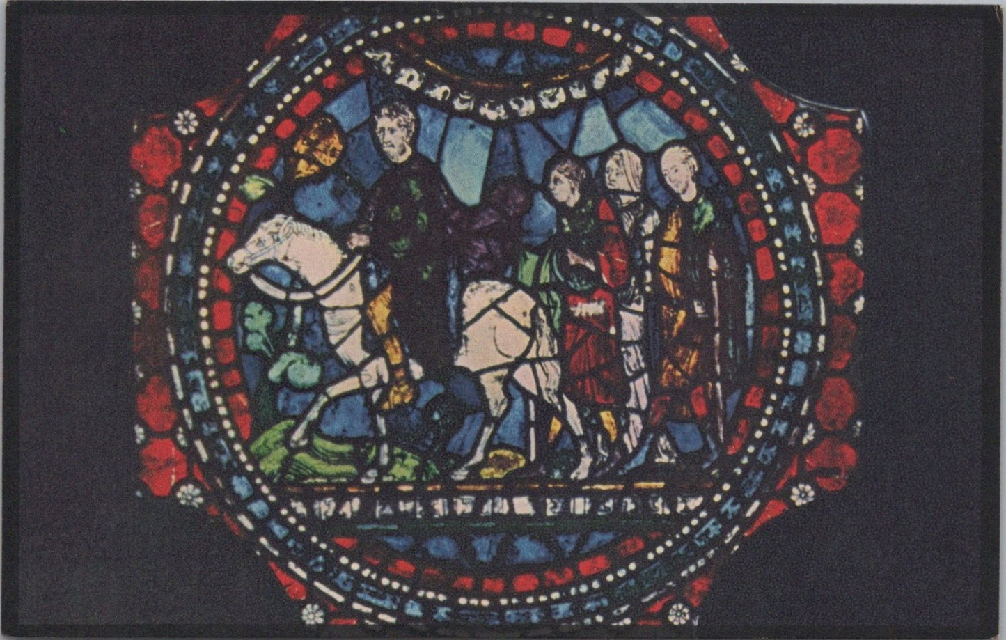 Kent Postcard: Canterbury Cathedral Stained Glass Pilgrims Tuck 1930's XT4162