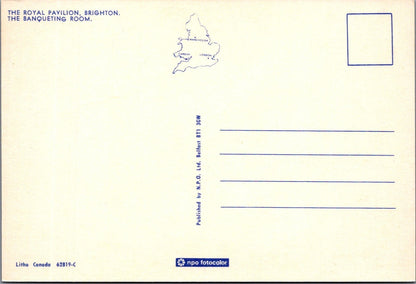 Sussex Postcard:Brighton Royal Pavilion Banqueting Room Chandeliers 1970s XT5126