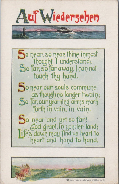 Farewell Postcard: Auf Wiedersehen Nautical Verse Stagecoach Lighthouse XT4977
