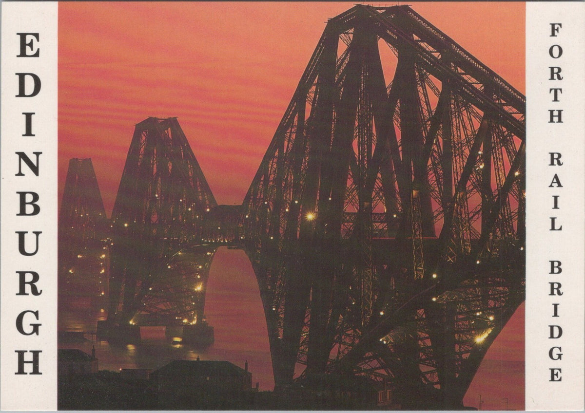 Midlothian Postcard: Scotland Edinburgh Forth Rail Bridge Sunset 1990s XT195