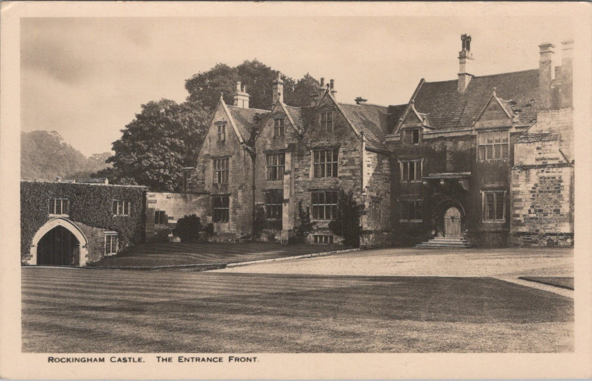 Northamptonshire Postcard: Rockingham Castle Entrance Front Facade RPPC 19533A