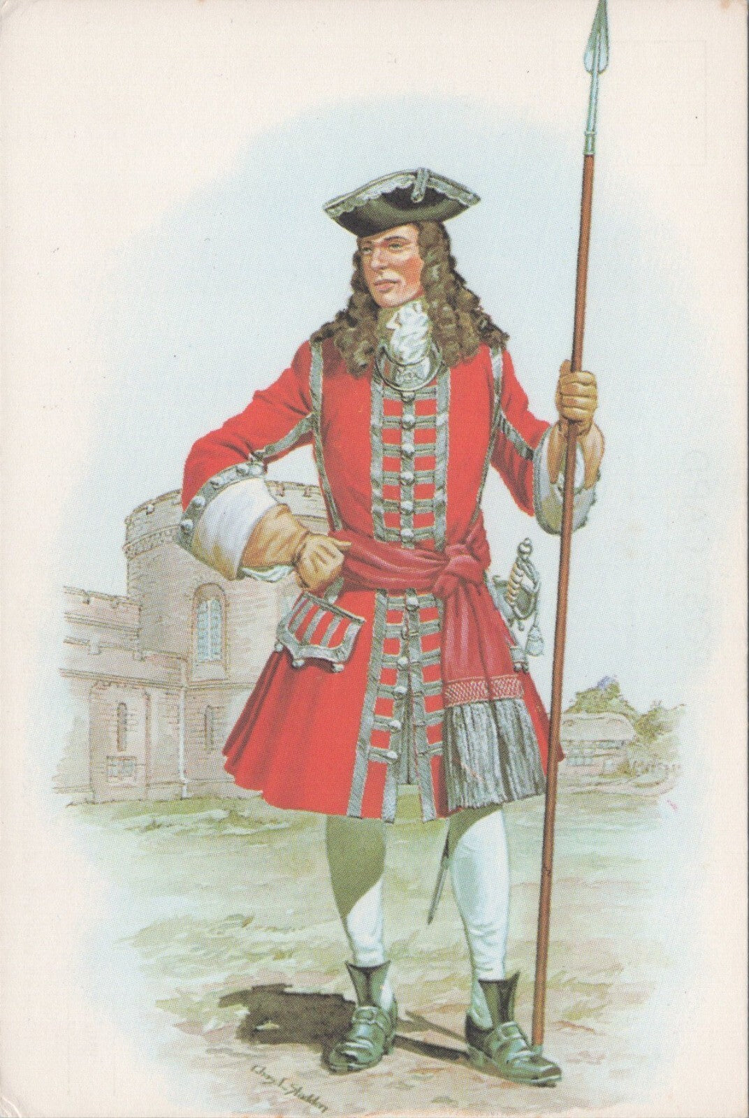 Military Postcard: Officer Colonel Lord Lucas Regiment of Foot 1702  XT5358