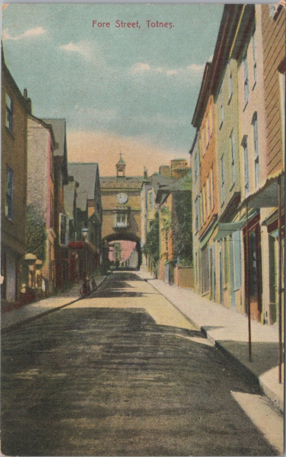 Devon Postcard: Totnes Fore Street East Gate Clock Archway  18256A