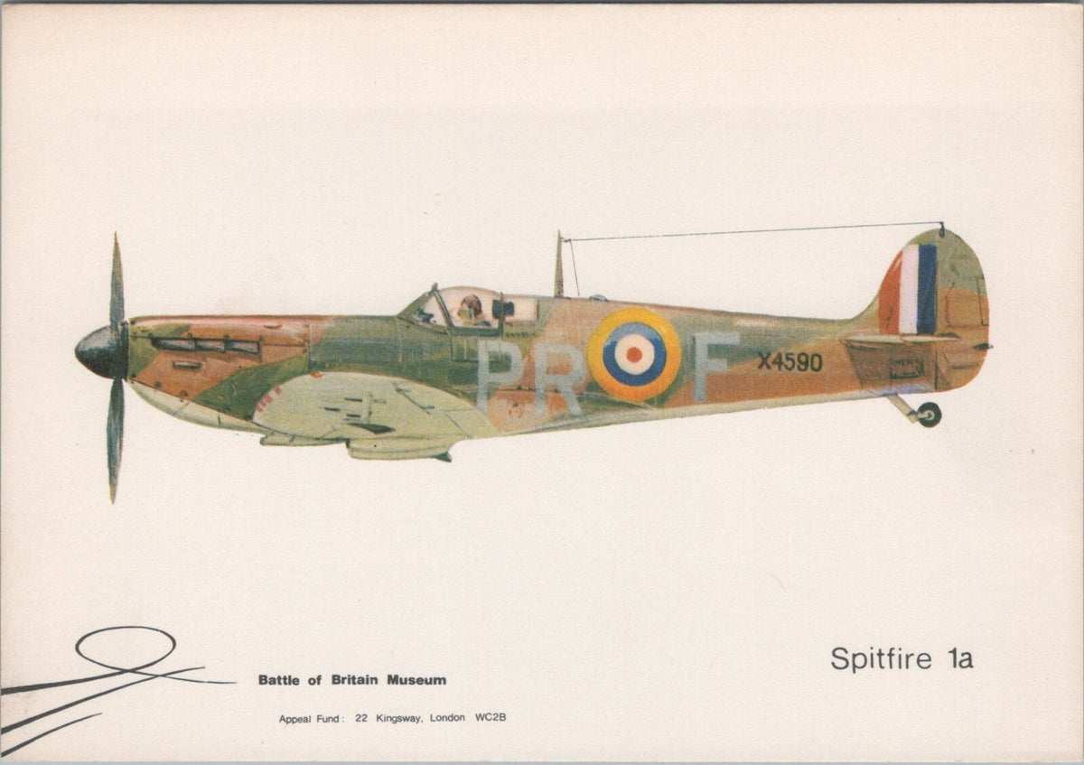 Aviation Postcard: Battle Of Britain Museum Supermarine Spitfire 1a Plane XT5202
