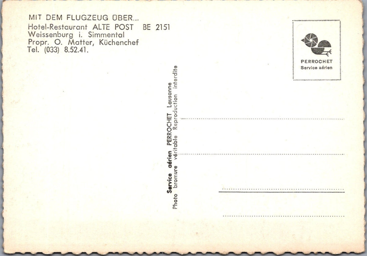 Switzerland Postcard: Weissenburg i Simmental Hotel Restaurant Alte Post XT5137