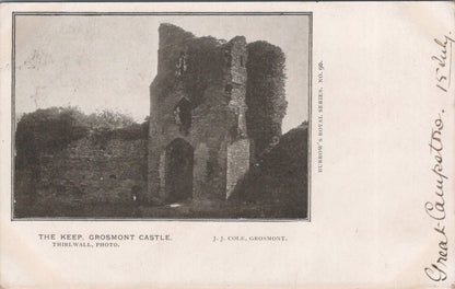 Monmouthshire Postcard: Grosmont Castle The Keep Ruins, Medieval Fortress XT3551