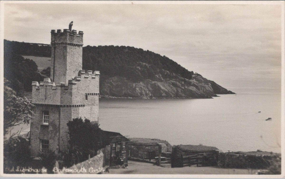 Devon Postcard: Old Lighthouse Dartmouth Castle Coastal View RPPC 1930s XT5013