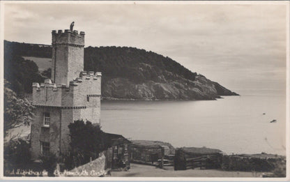 Devon Postcard: Old Lighthouse Dartmouth Castle Coastal View RPPC 1930s XT5013