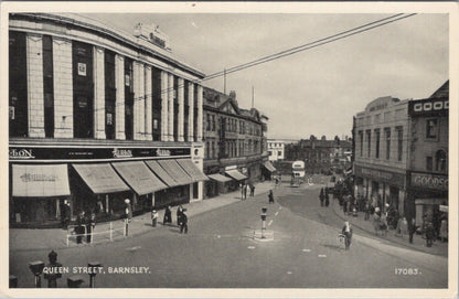 Yorkshire Postcard: Barnsley Queen Street Burton Marks Spencer Shop 1950's XT5049