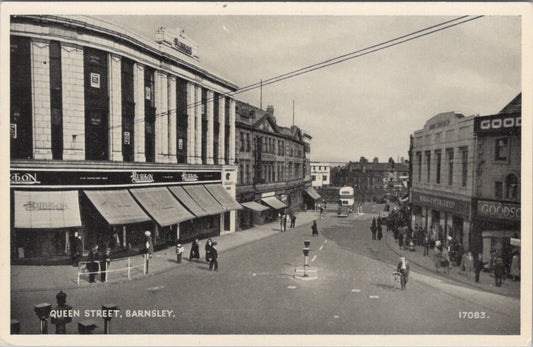 Yorkshire Postcard: Barnsley Queen Street Burton Marks Spencer Shop 1950's XT5049