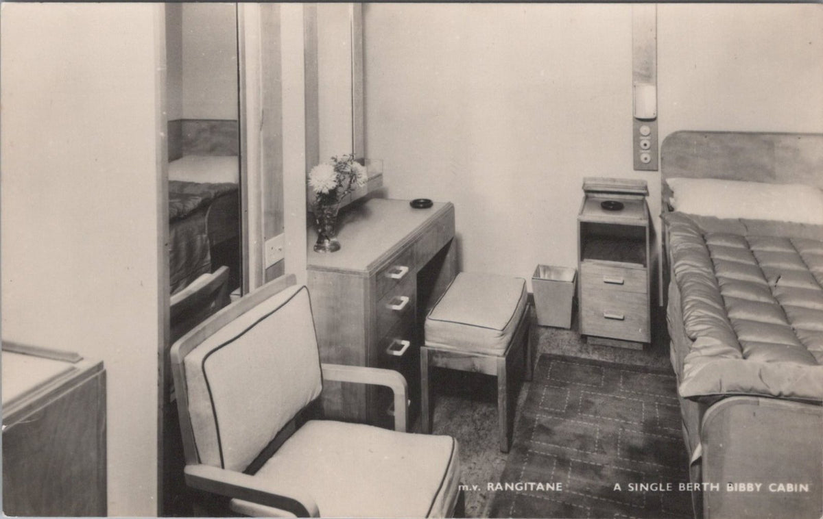 Shipping Postcard: MV Rangitane Ocean Liner Single Berth Bibby Cabin 50's XT5529