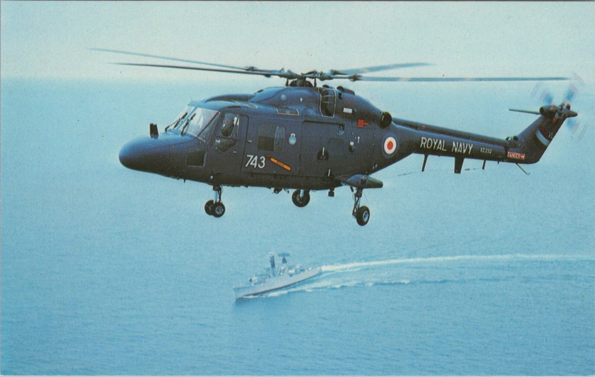 Aviation Postcard: Westland Lynx HAS2 Helicopter Royal Navy Warship 1970s XT5100
