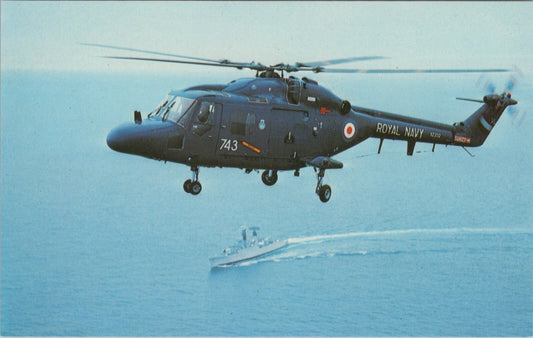 Aviation Postcard: Westland Lynx HAS2 Helicopter Royal Navy Warship 1970s XT5100