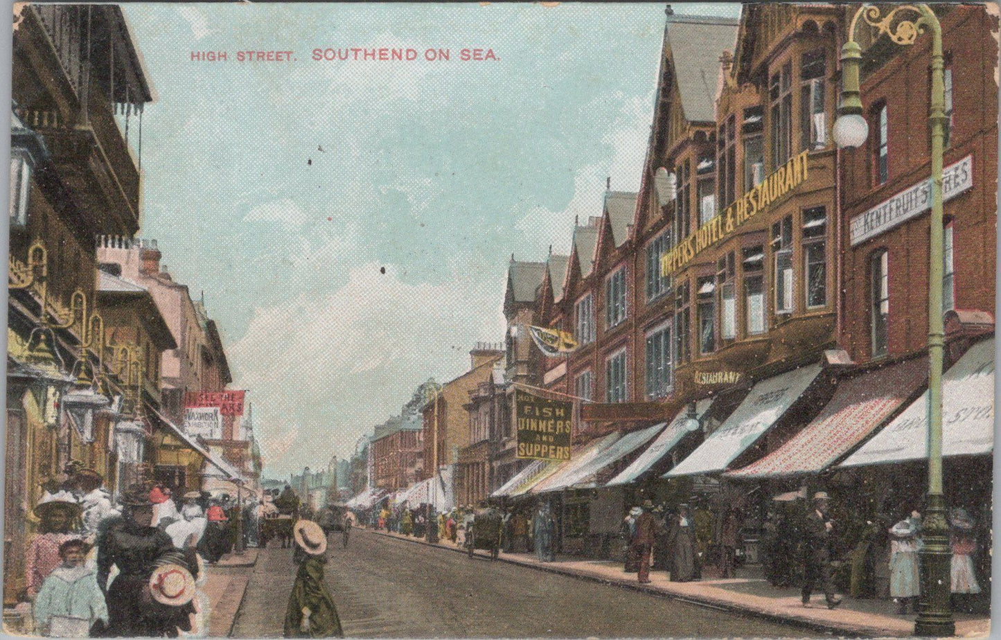 Essex Postcard: Southend On Sea High Street Pier Hotel Shops 1911 XT4334