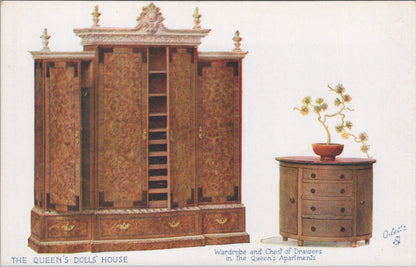 Queens Dolls House Postcard: Wardrobe Chest Drawers Queen Apartments  9861A