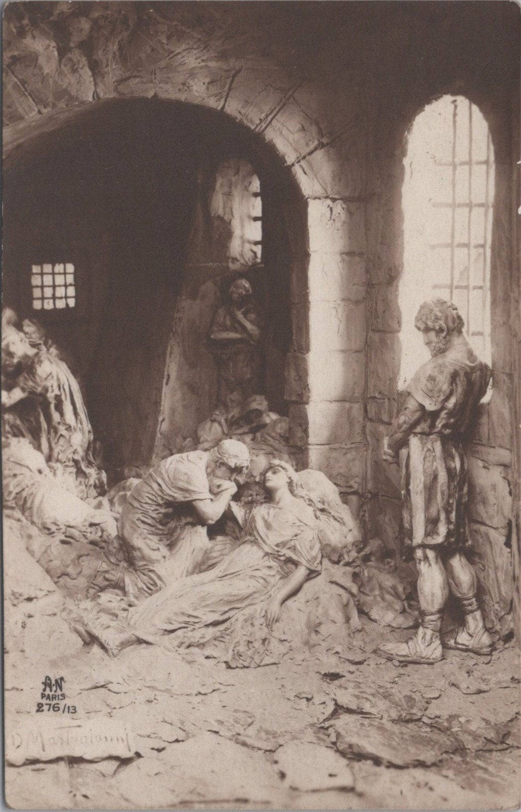 Art Postcard: Mastroianni Quo Vadis Lygia In Prison Dungeon Relief XT5040