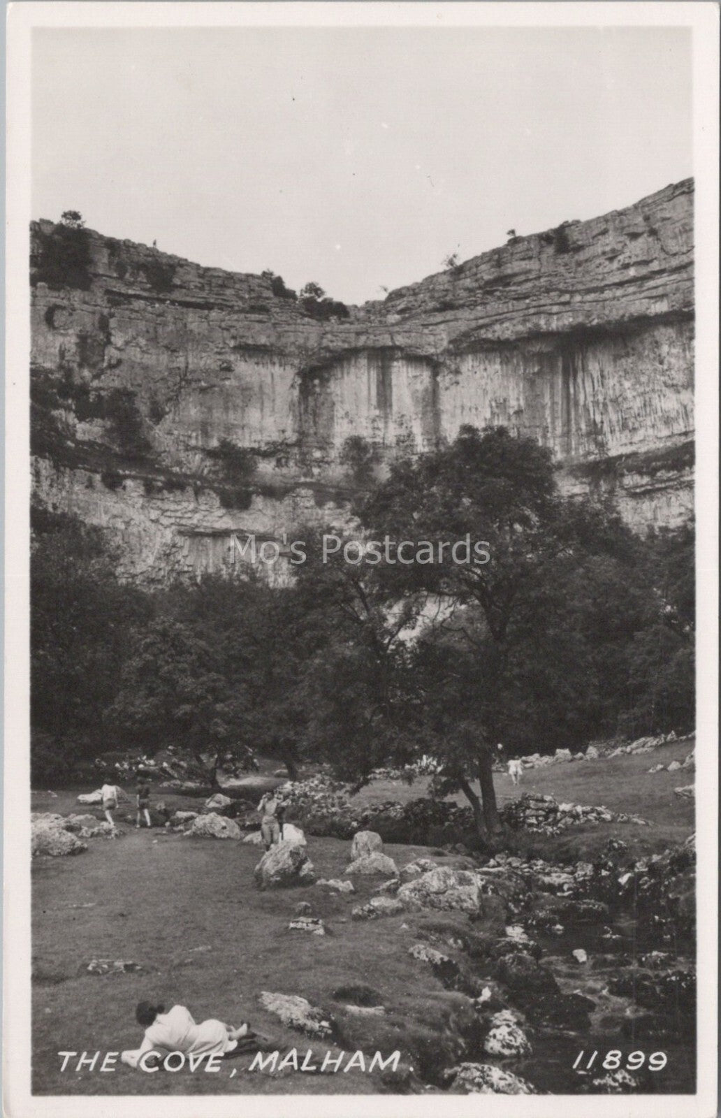Yorkshire Postcard: Malham Cove Large Limestone Cliff Stream RPPC 1950's XT3689