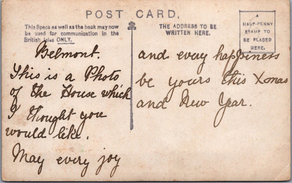 Unknown Location Postcard - Belmont, Large Detached House RPPC XT5550