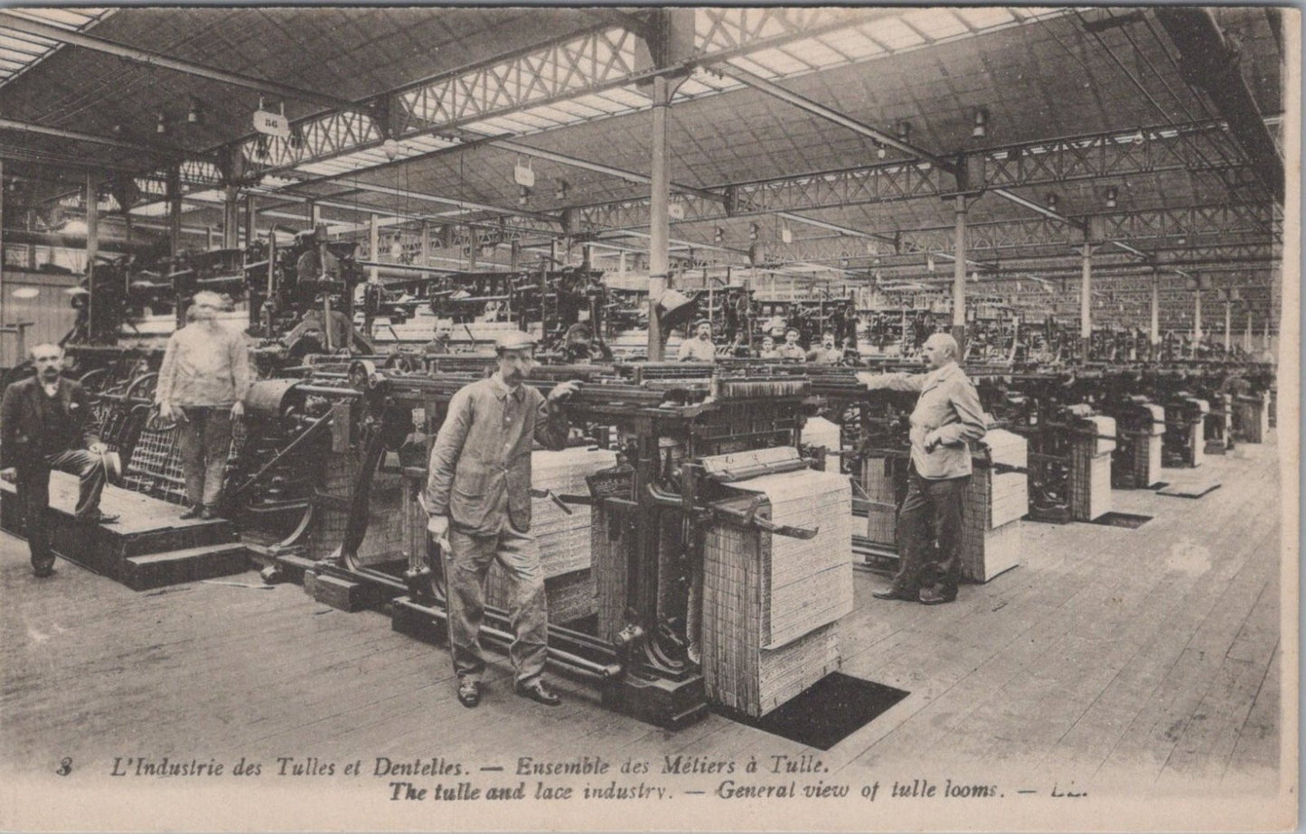 France Postcard: Tulle And Lace Industry Factory Looms Interior, LL XT3895