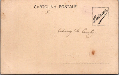 Italy Postcard: Troops Entering Cemetery Military Marching, 1910's, RPPC XT3921