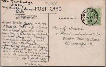 Lancashire Postcard: Ireby Village Stone House, Stream General View 1909 XT3543