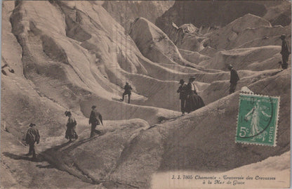France Postcard: Chamonix Traversee des Crevasses Mer de Glace 1914 XT5174