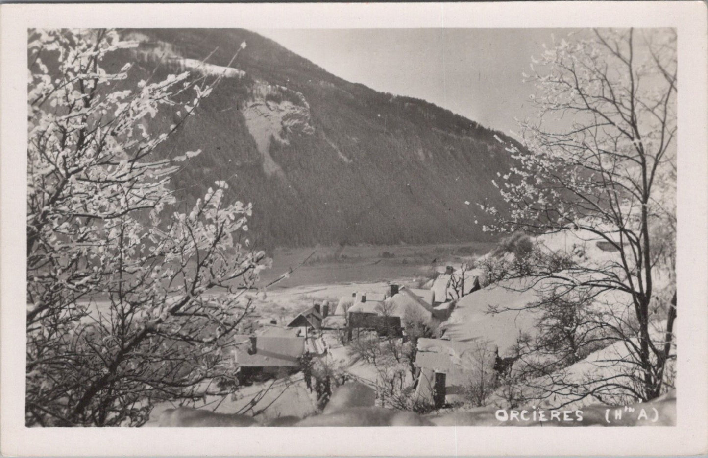 France Postcard: Orcieres Les Usclas Hautes Alpes Winter Snow Mountains RPPC XT3498