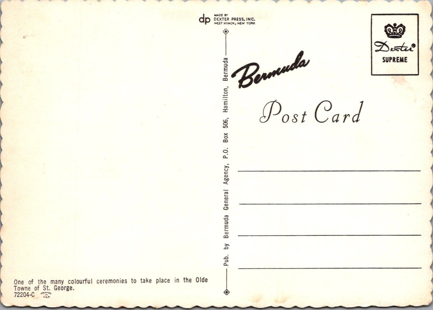 Bermuda Postcard: St George Olde Towne, Military Parade Ceremony 1960s XT3511