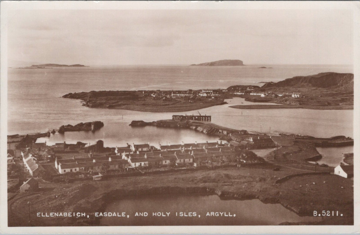 Argyll Postcard: Ellenabeich Easdale Holy Isles Coastal View RPPC 1930's XT5065