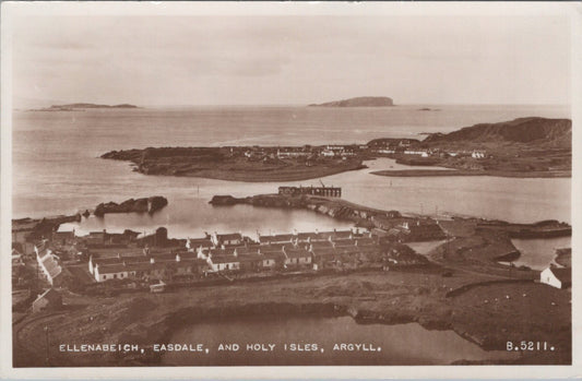 Argyll Postcard: Ellenabeich Easdale Holy Isles Coastal View RPPC 1930's XT5065