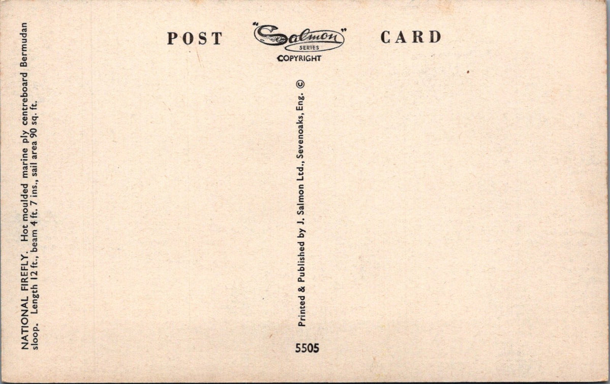 Sailing Postcard: National Firefly Centreboard Bermudan Sloop Sailing Dinghy XT5271