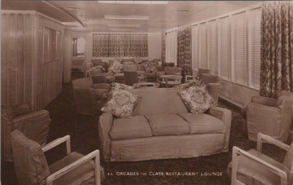 Shipping Postcard: SS Orcades Orient Liner First Class Restaurant Lounge XT5537