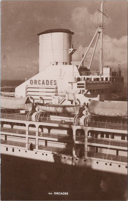 Shipping Postcard: SS Orcades Orient Liner Passenger Ship Close Up Funnel XT5532