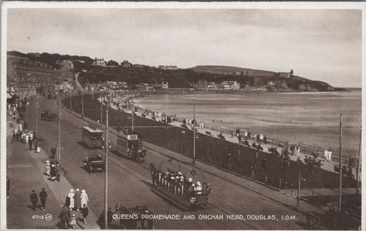 Isle Of Man Postcard: Queens Promenade Onchan Head Douglas Horse Trams XT5389