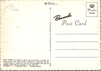 Bermuda Postcard: Hamilton Heyls Corner Policeman Gosling Bros 1964 XT3513