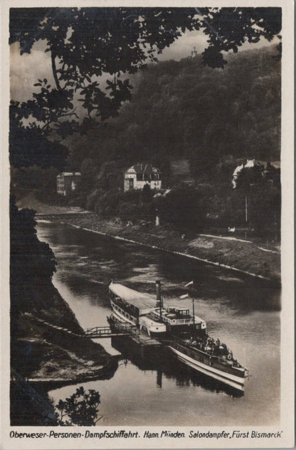 Germany Postcard:Hann Muenden River Salondampfer Fuerst Bismarck RPPC 30s XT5429
