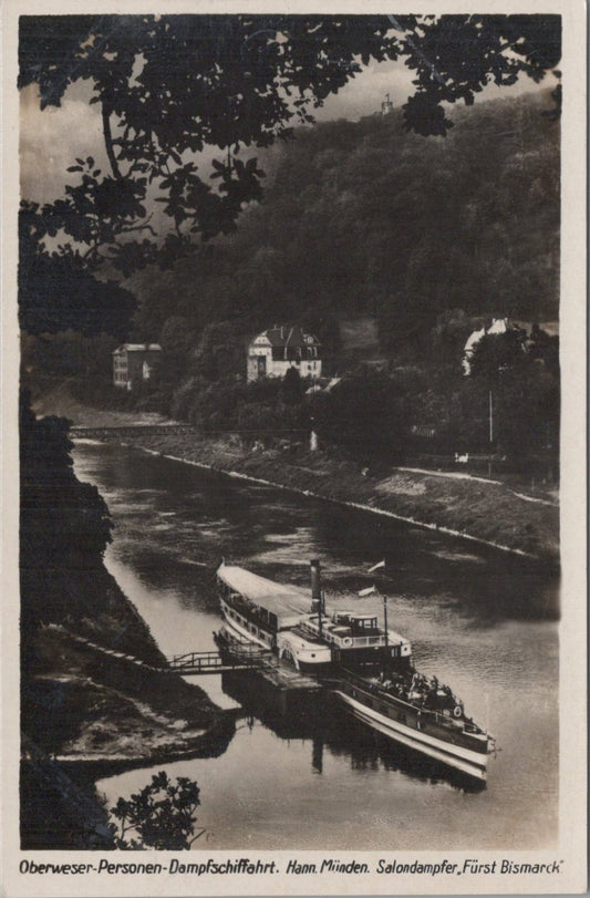 Germany Postcard:Hann Muenden River Salondampfer Fuerst Bismarck RPPC 30s XT5429
