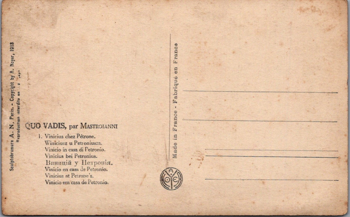 Art Postcard: Mastroianni Quo Vadis Vinicius At Petronius Relief  XT5038