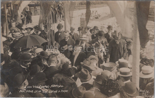 Yorkshire Postcard: Nawton New Wesleyan Chapel Ald Agar Stone Laying RPPC 1913 XT3522