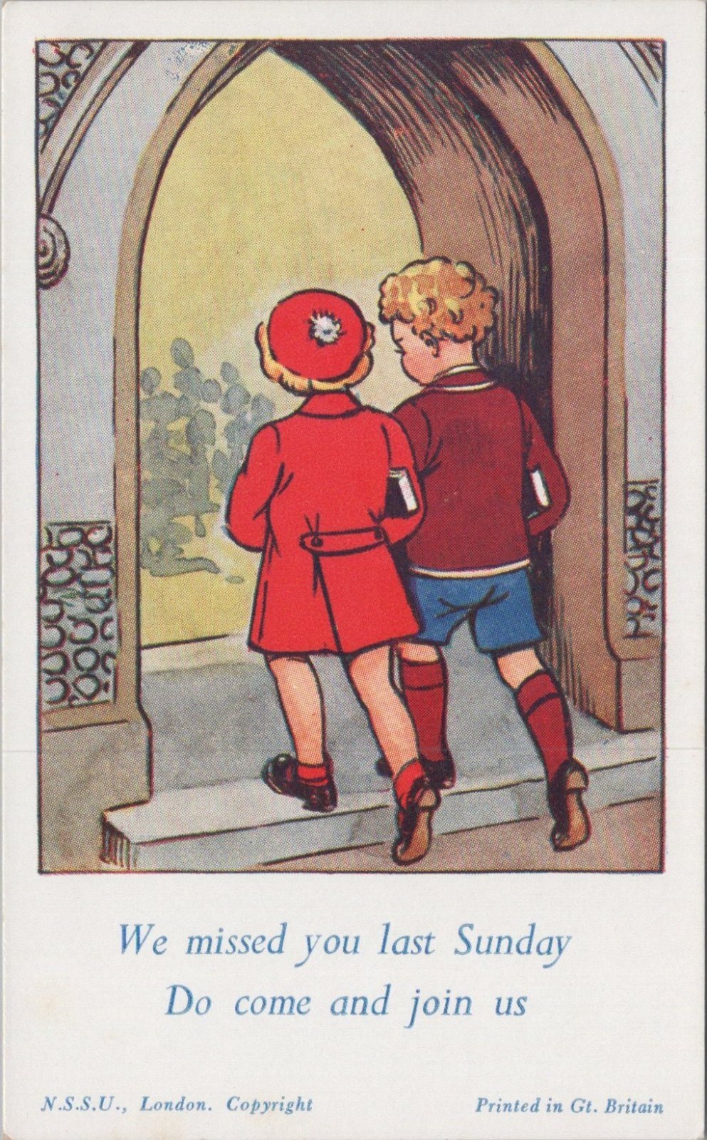 Sunday School Postcard:NSSU London, We Missed You Last Sunday Kids Church XT3637