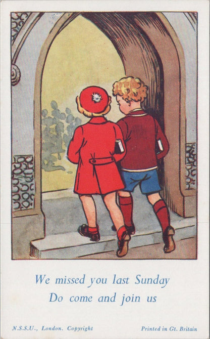 Sunday School Postcard:NSSU London, We Missed You Last Sunday Kids Church XT3637